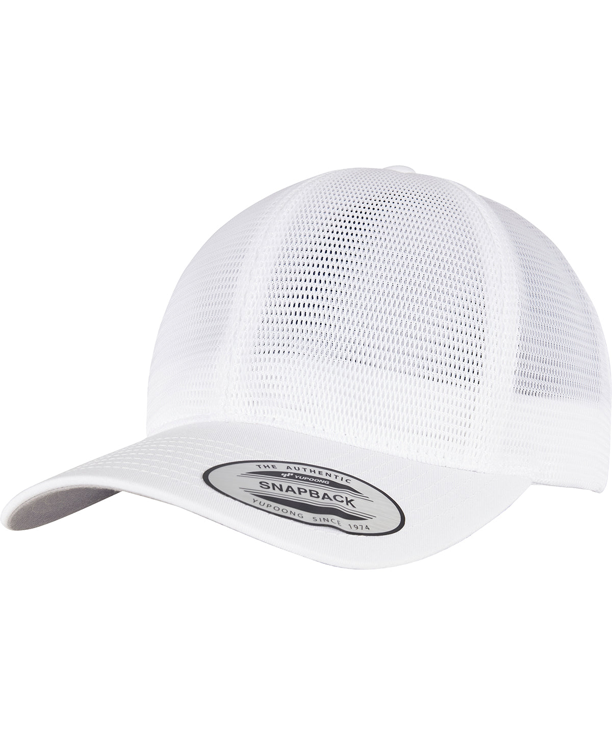 Flexfit by Yupoong 360° omnimesh cap in White, front view