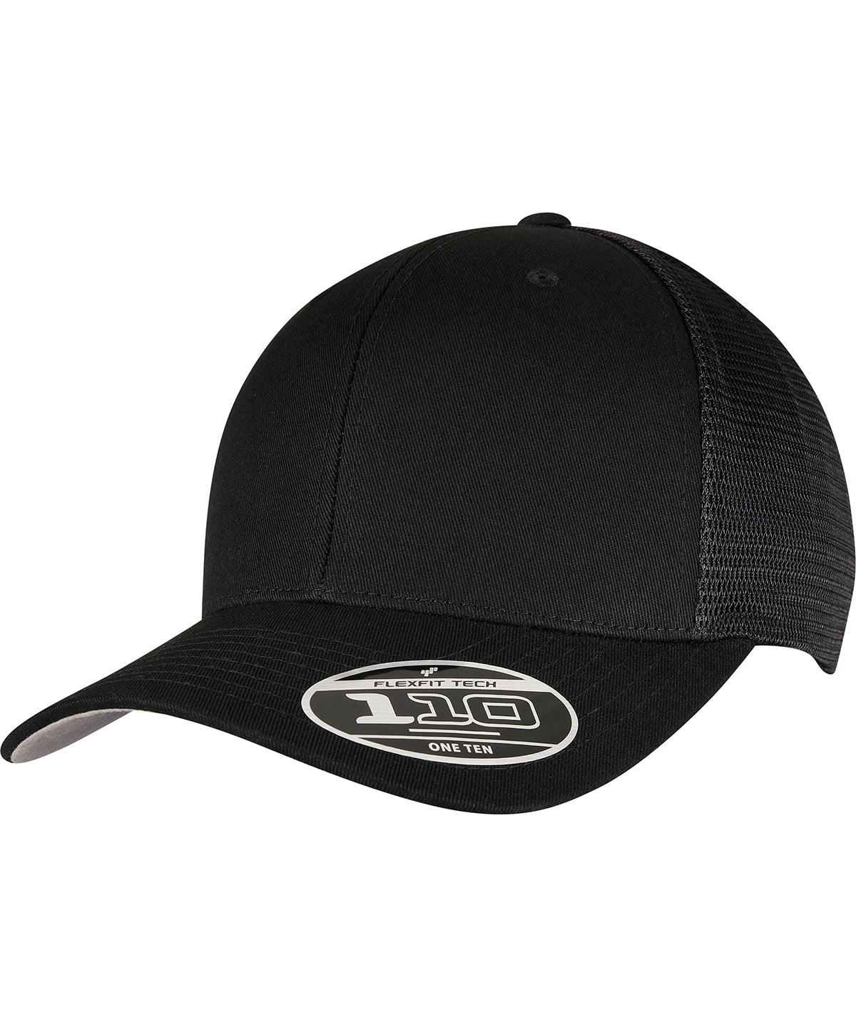 Flexfit by Yupoong 110 mesh cap in Black, front view
