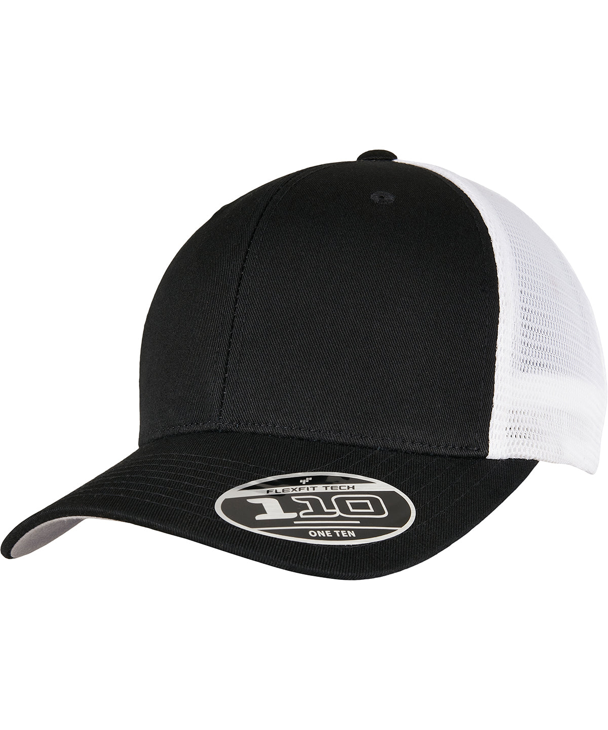 Flexfit by Yupoong 110 mesh 2-tone cap in Black/White, front view