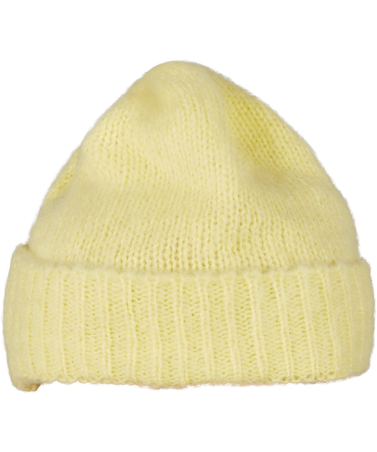 Flexfit by Yupoong Soft acrylic beanie in Yellow, front view
