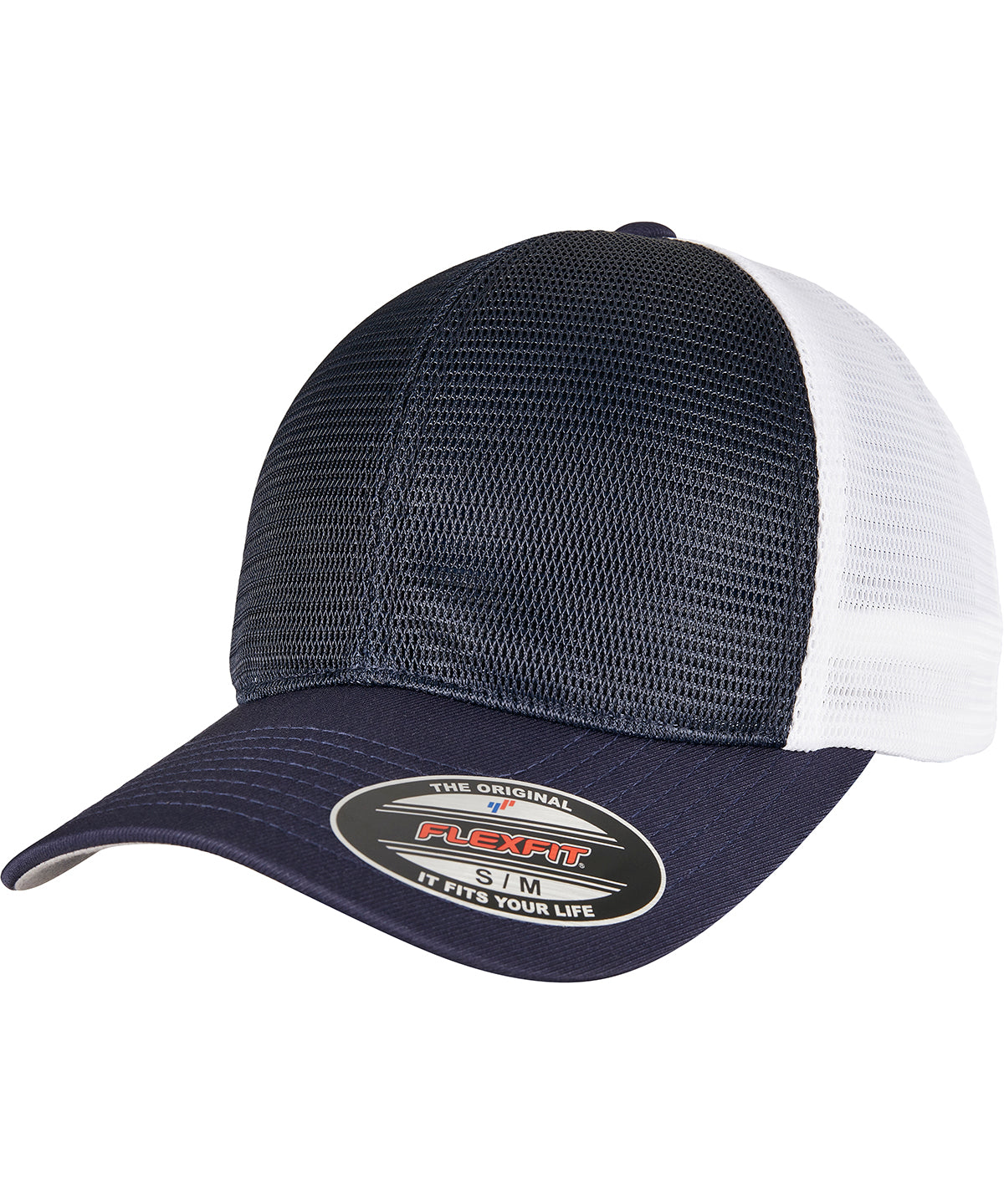Flexfit by Yupoong Flexfit 360 omnimesh cap 2-tone in Navy/White, front view