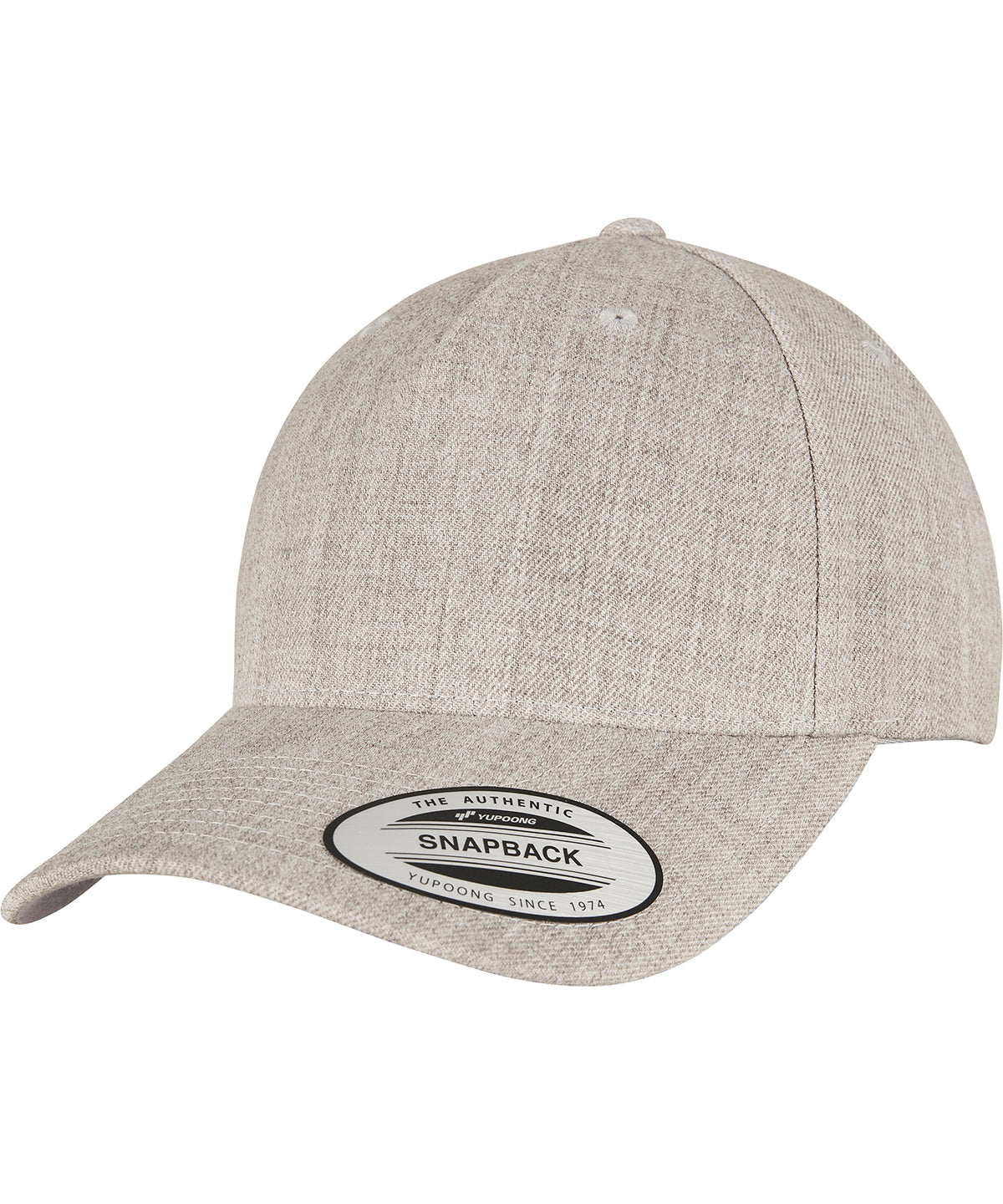 Flexfit by Yupoong YP classics 5-panel premium curved visor snapback cap in Heather Grey, image 4