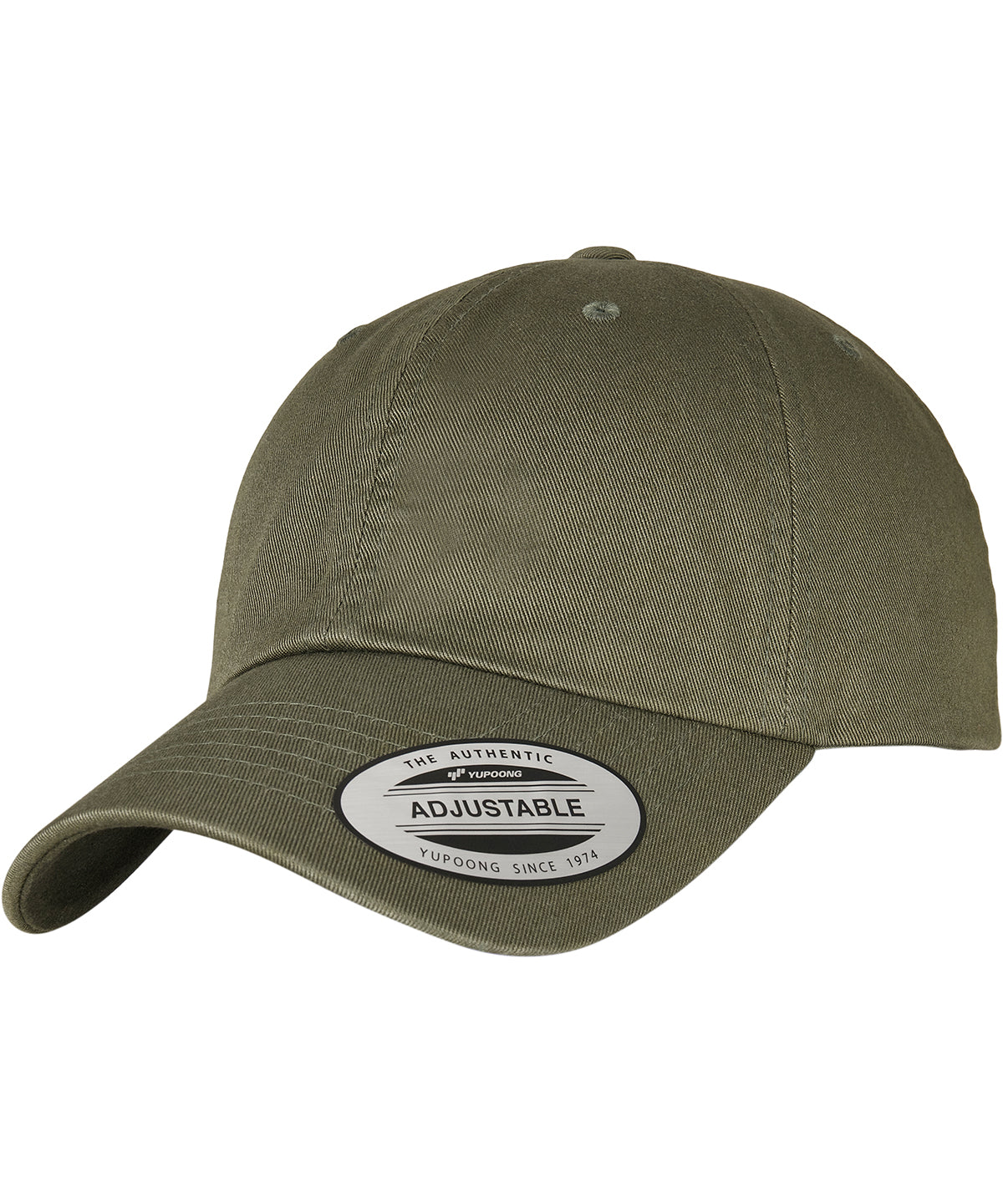 Flexfit by Yupoong Eco-wash dad cap in Olive Night, front view