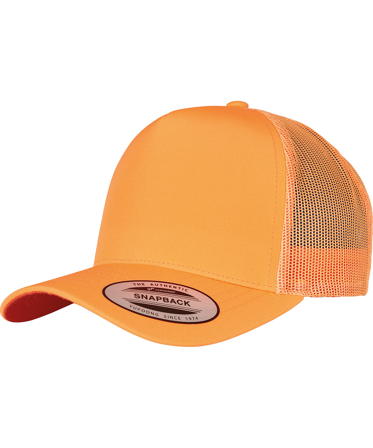 Flexfit by Yupoong Neon retro trucker in Neon Orange, front view