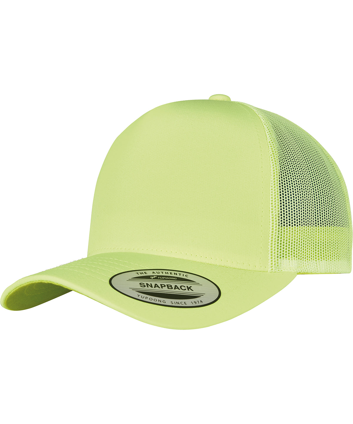 Flexfit by Yupoong Neon retro trucker in Neon Yellow, front view