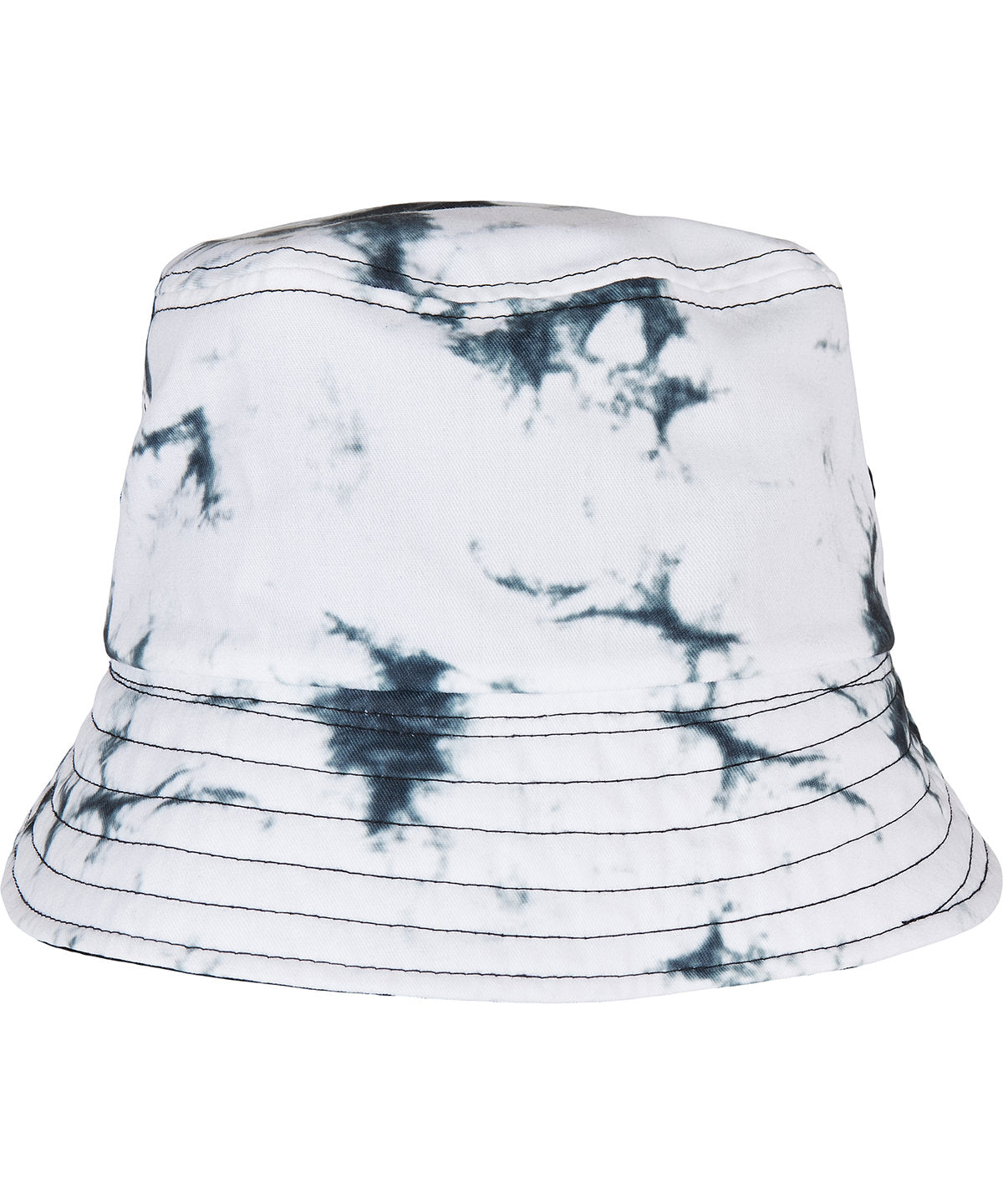 Flexfit by Yupoong Batik dye reversible bucket hat in Black/White, front view