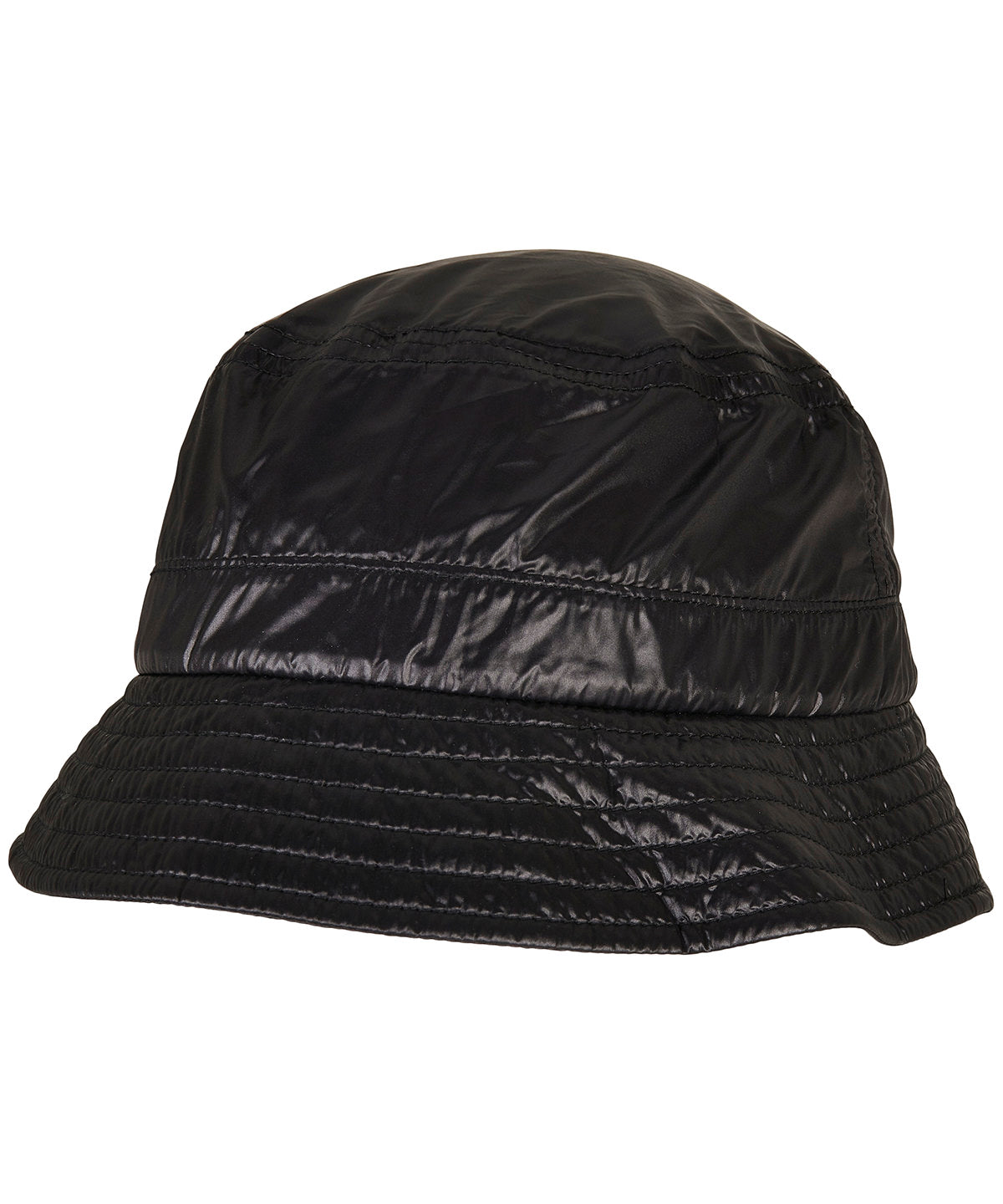Flexfit by Yupoong Light nylon bucket hat in Black, front view
