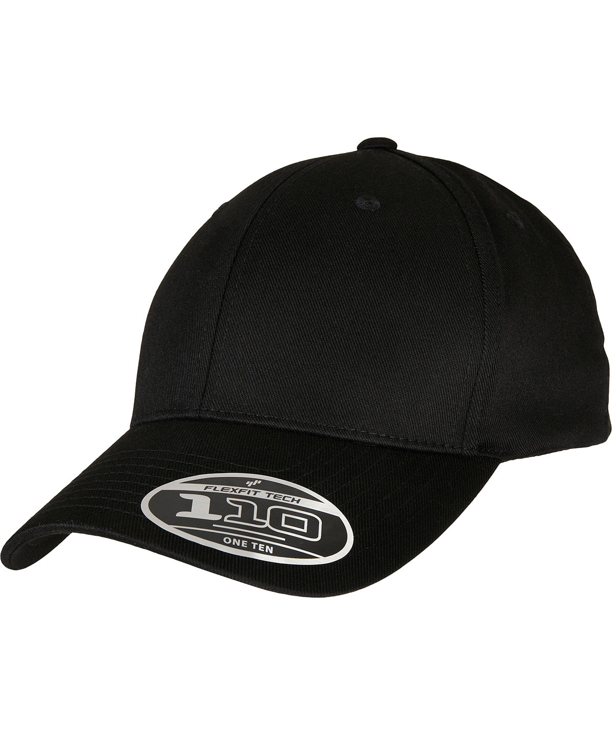 Flexfit by Yupoong Flexfit 110 curved visor snapback in Black, front view