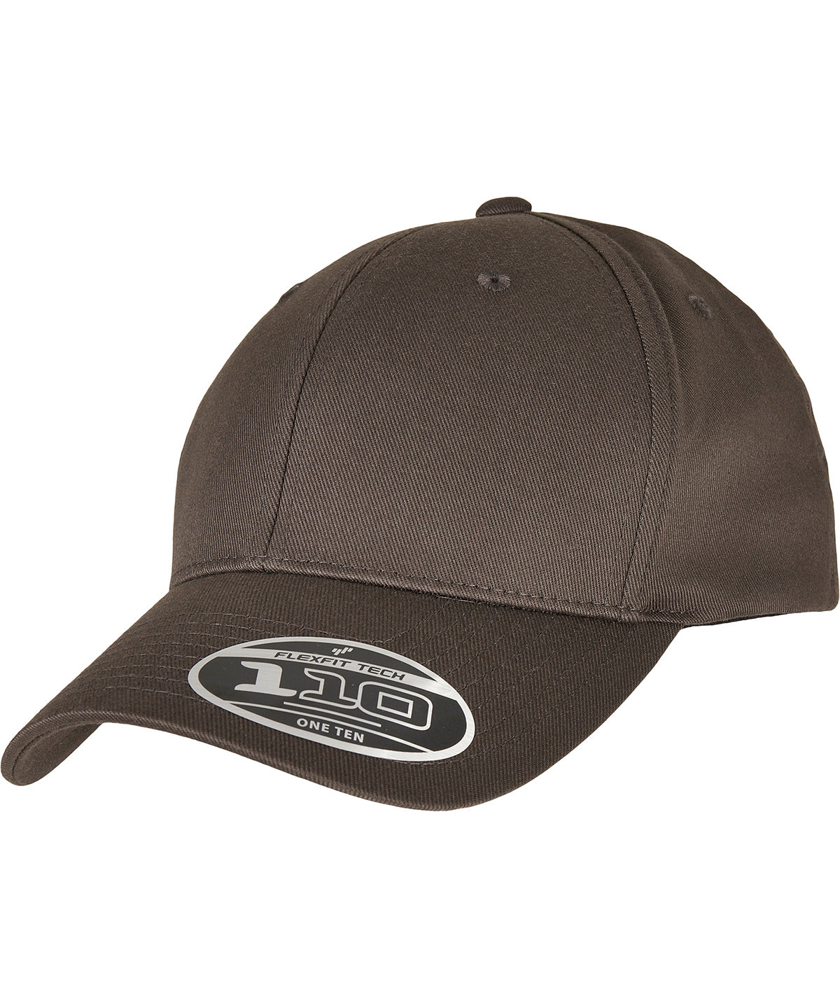 Flexfit by Yupoong Flexfit 110 curved visor snapback in Dark Grey, front view