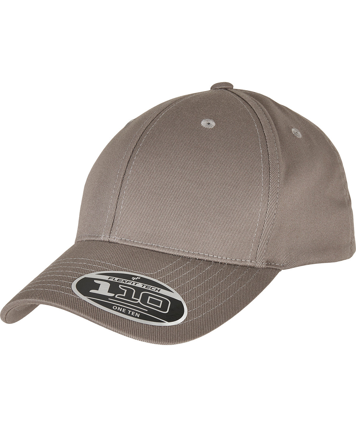 Flexfit by Yupoong Flexfit 110 curved visor snapback in Grey, front view