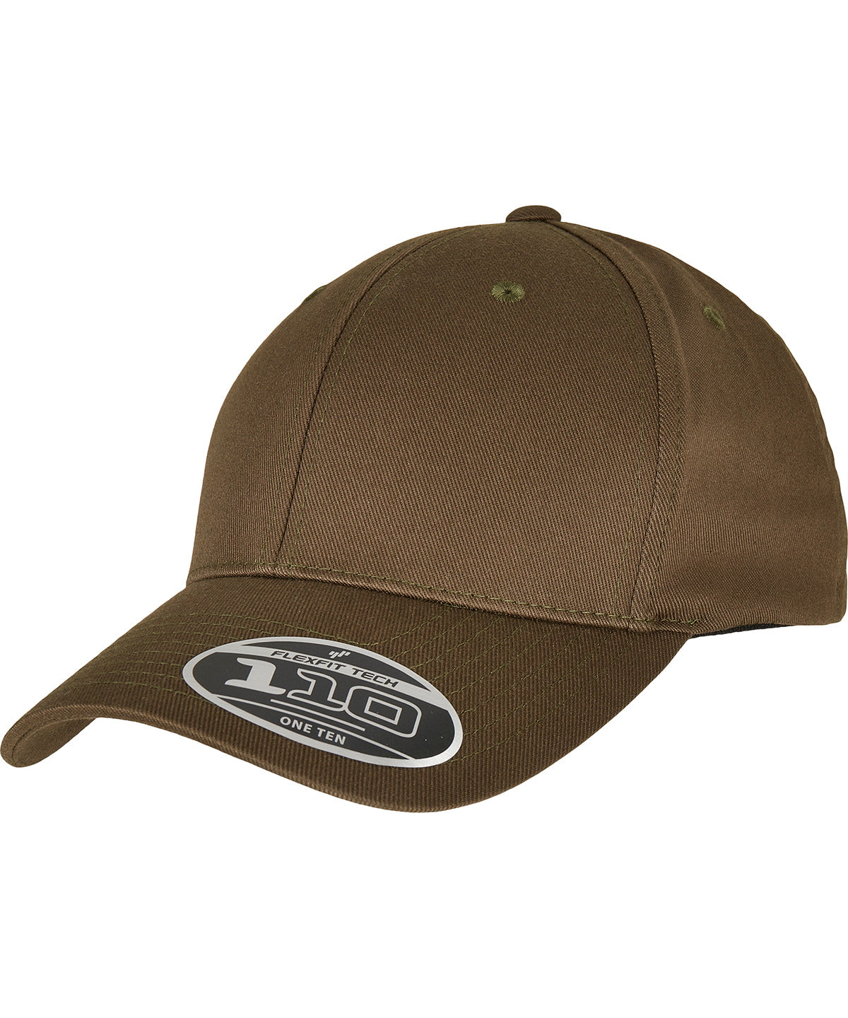 Flexfit by Yupoong Flexfit 110 curved visor snapback in Olive, front view