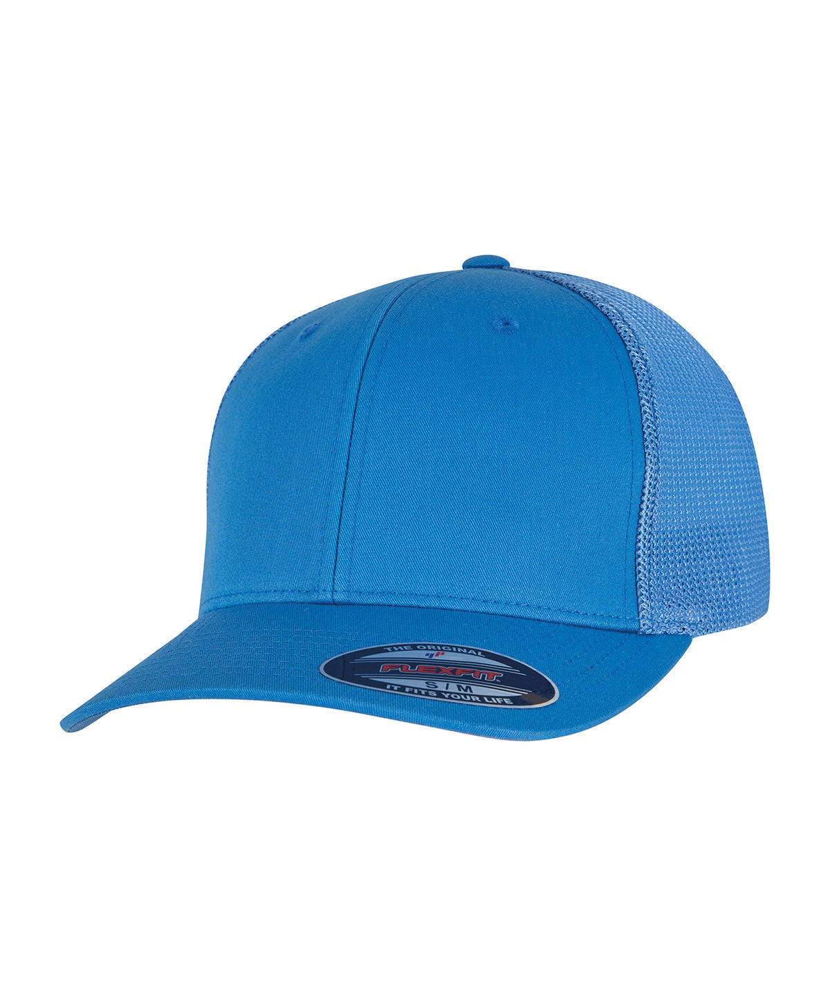 Flexfit by Yupoong Flexfit mesh trucker in Blue, front view