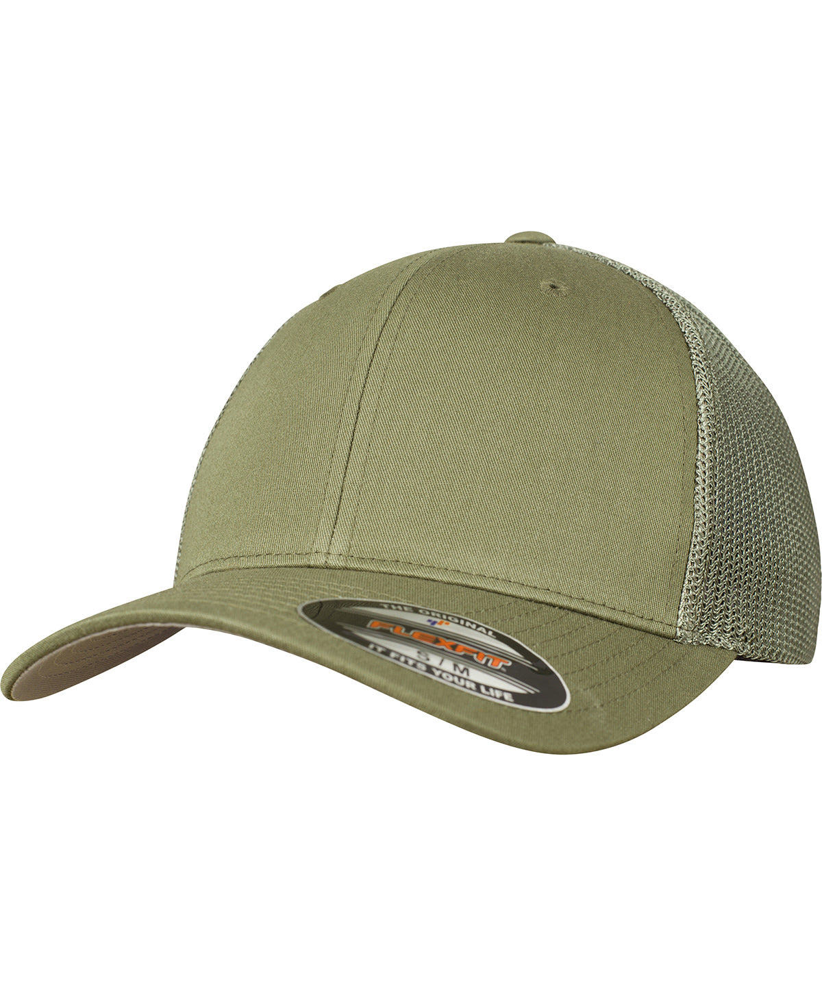 Flexfit by Yupoong Flexfit mesh trucker in Buck, front view
