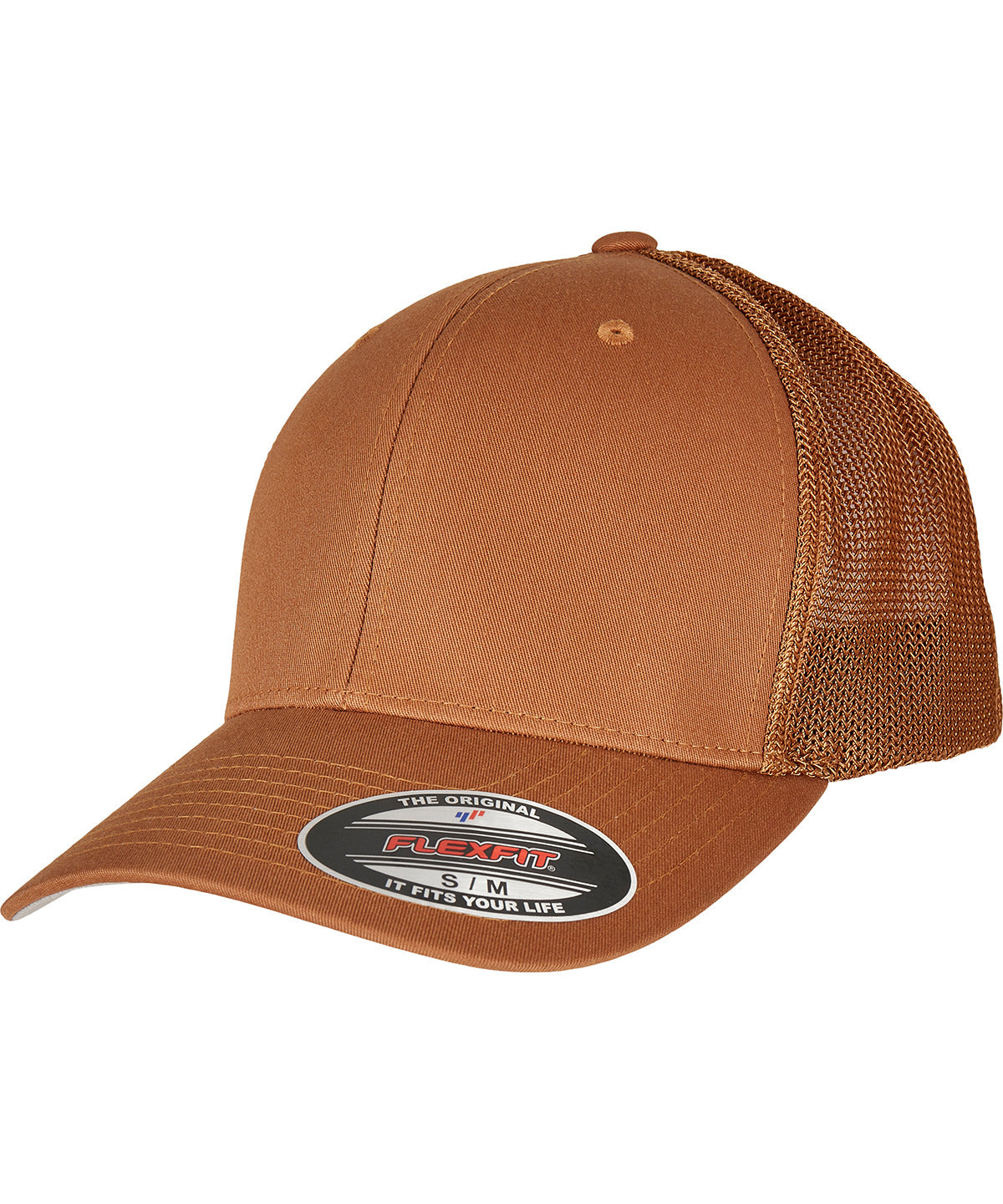 Flexfit by Yupoong Flexfit mesh trucker in Caramel, front view