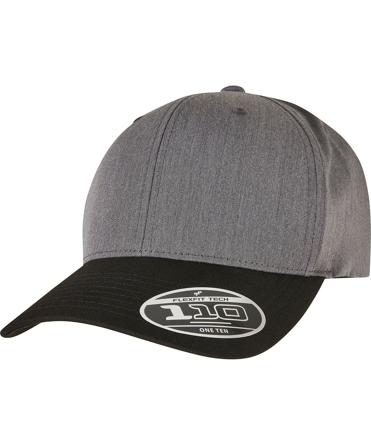 Flexfit by Yupoong 110 Melange mix cap in Dark Grey/Black, front view