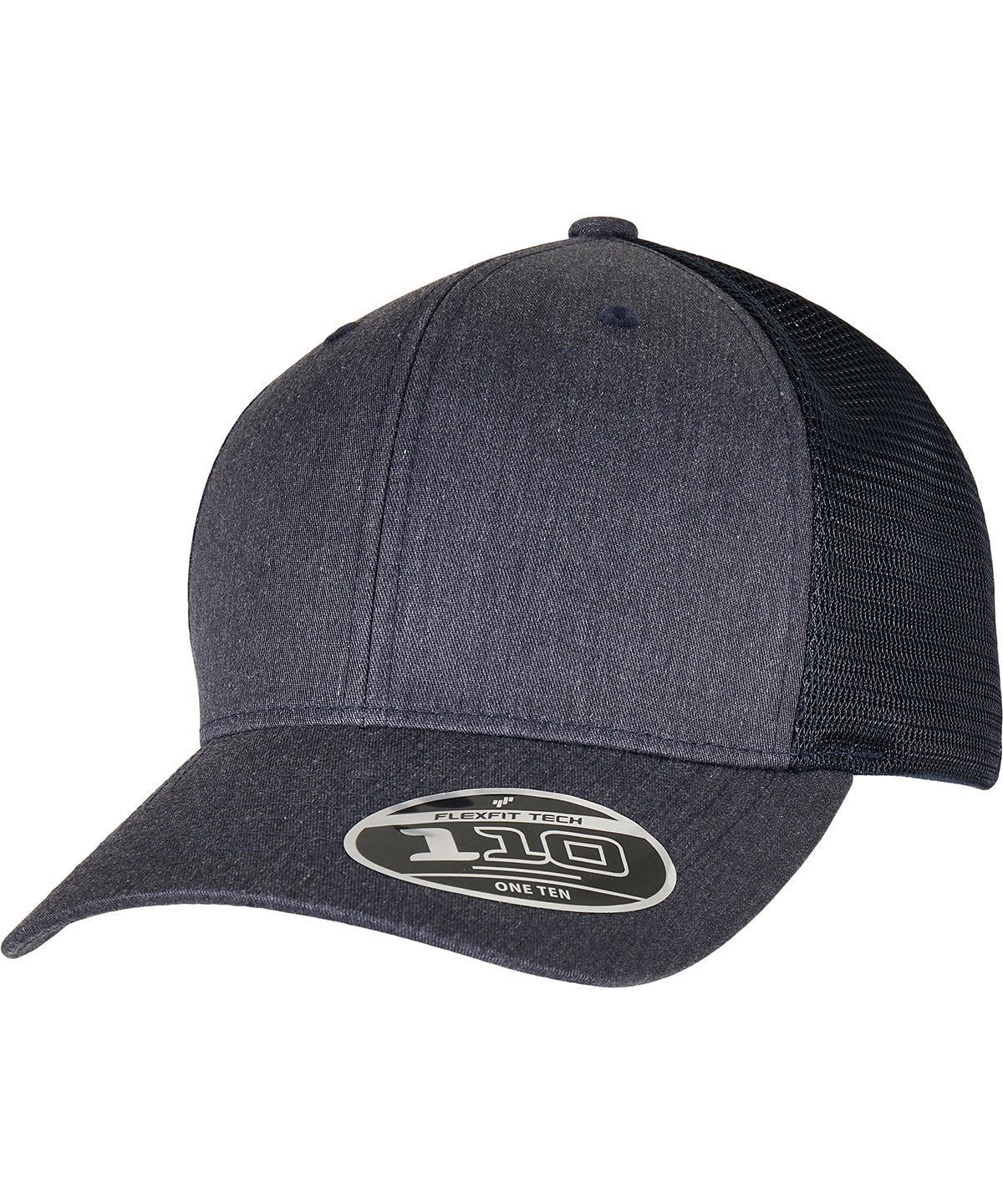 Flexfit by Yupoong 110 Flexfit melange trucker in Heather/Navy, front view