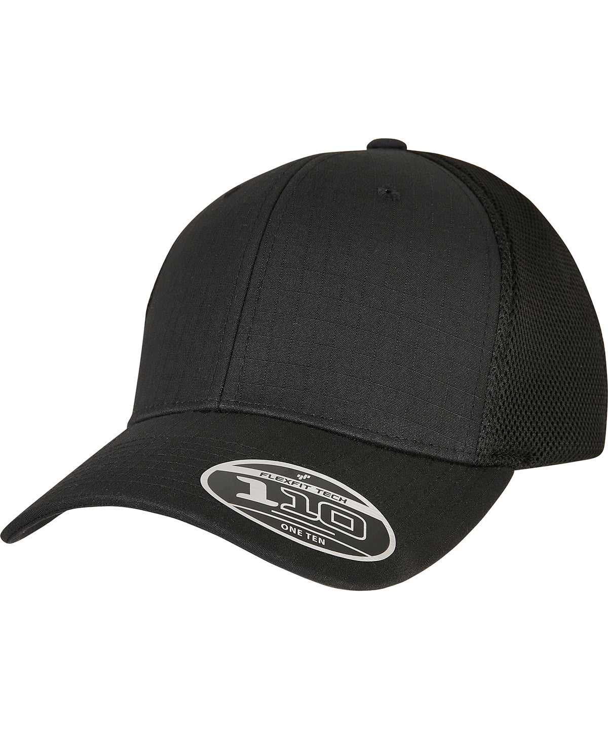 Flexfit by Yupoong 110 Flexfit Ripstop mesh cap in Black, front view