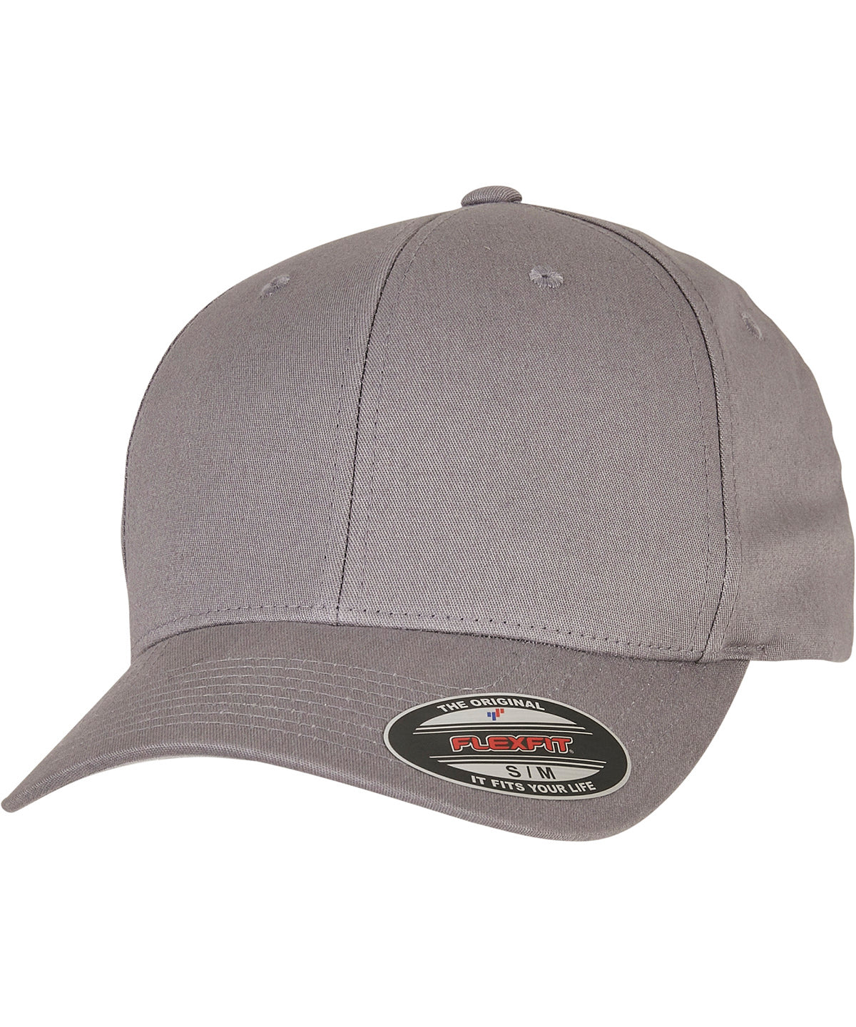Flexfit by Yupoong V-Flexfit cotton twill cap in Grey, front view