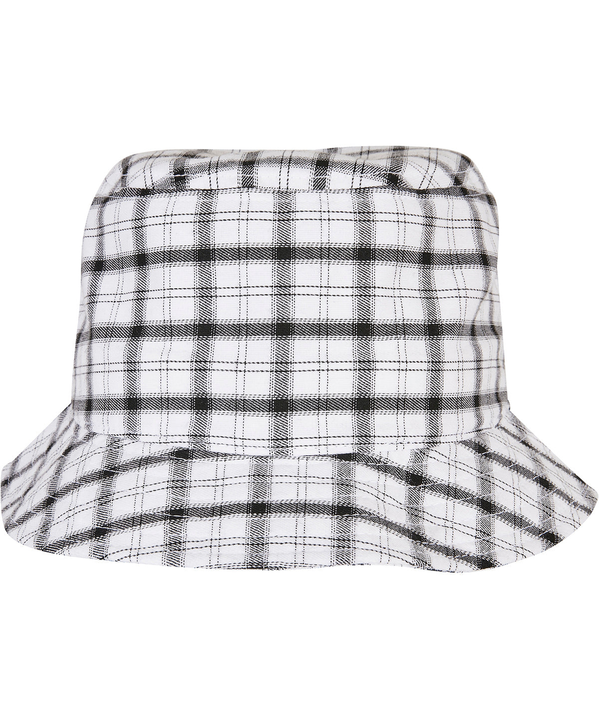 Flexfit by Yupoong Check bucket hat in White/Grey, front view