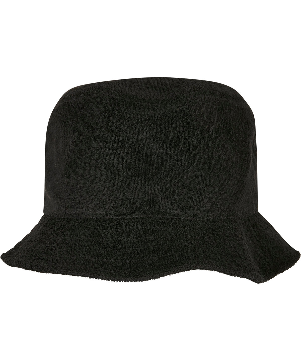 Flexfit by Yupoong Frottee bucket hat in Black, front view