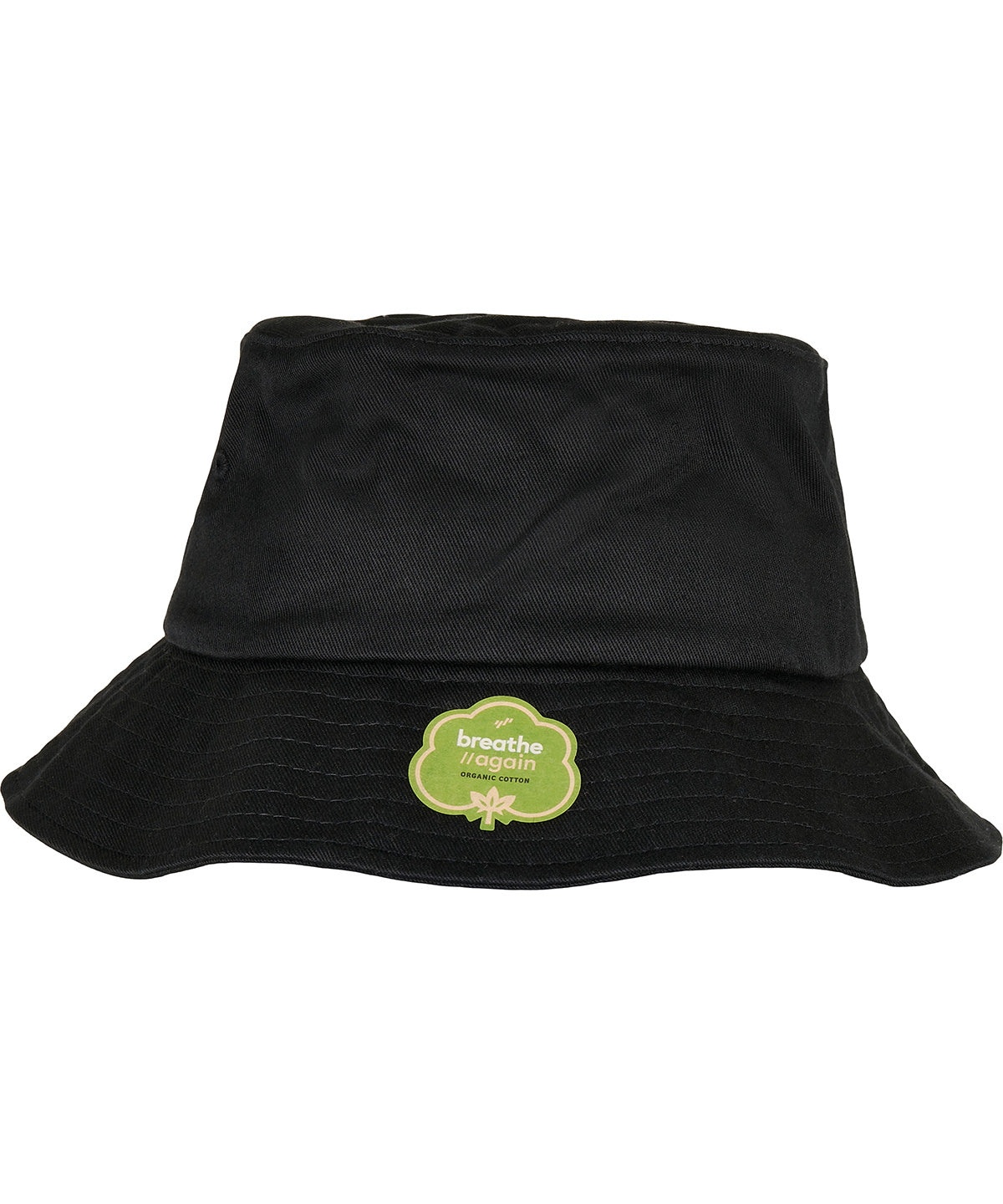 Flexfit by Yupoong Organic cotton bucket hat in Black, front view