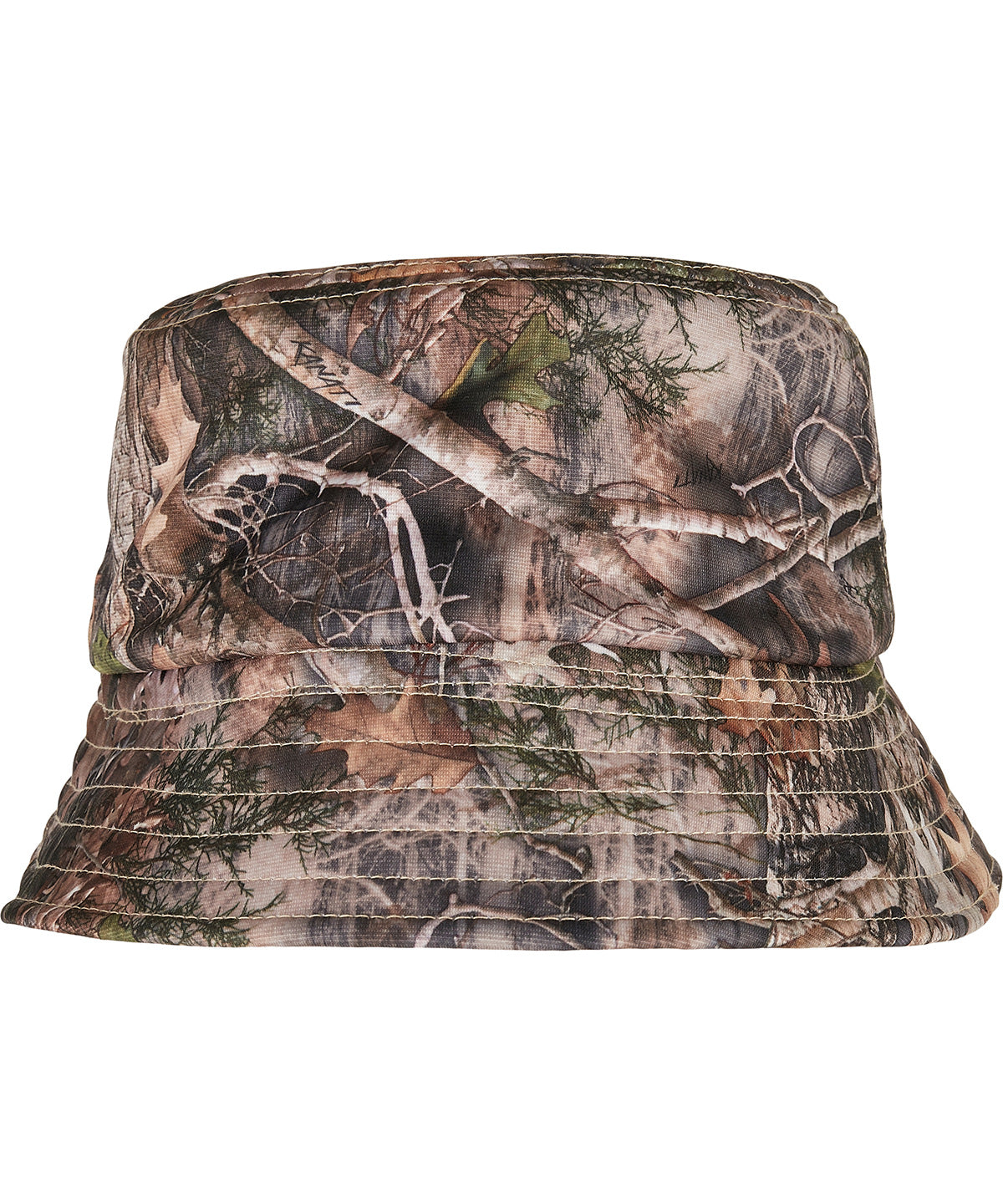 Flexfit by Yupoong Sherpa real tree camo reversible bucket hat in Camo Tree, lifestyle photo