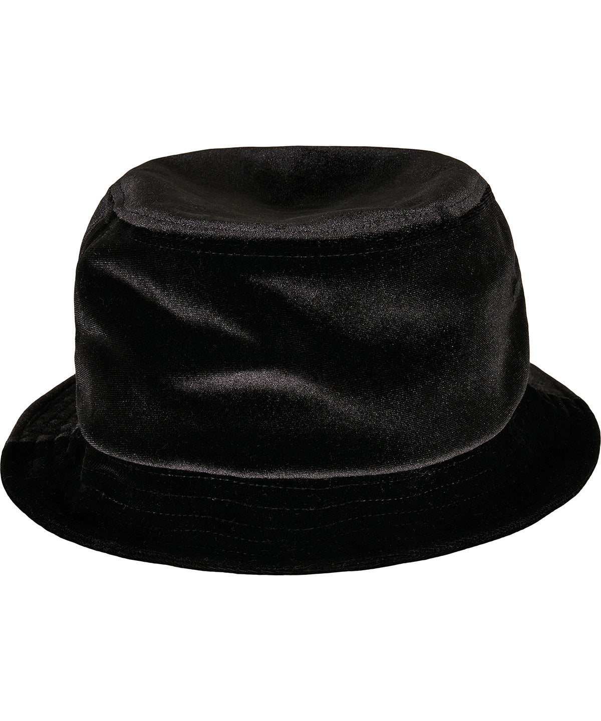 Flexfit by Yupoong Velvet bucket hat in Black, front view