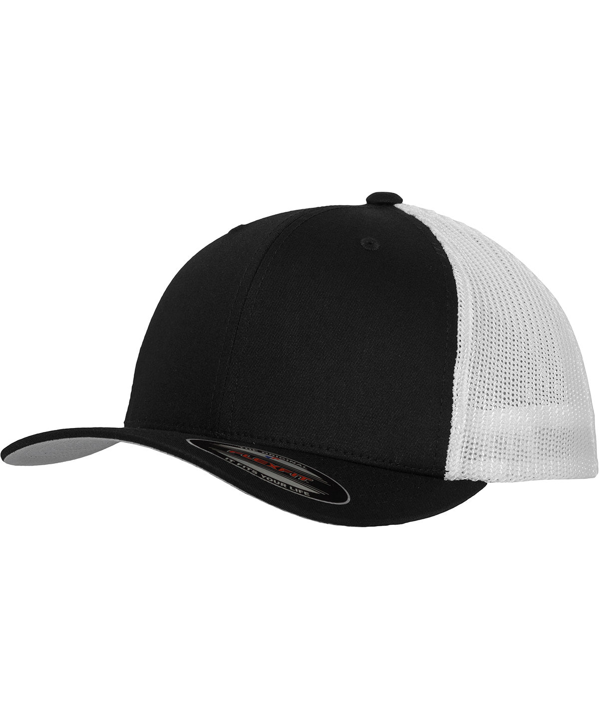 Flexfit by Yupoong Flexfit trucker mesh 2-tone in Black/White, front view