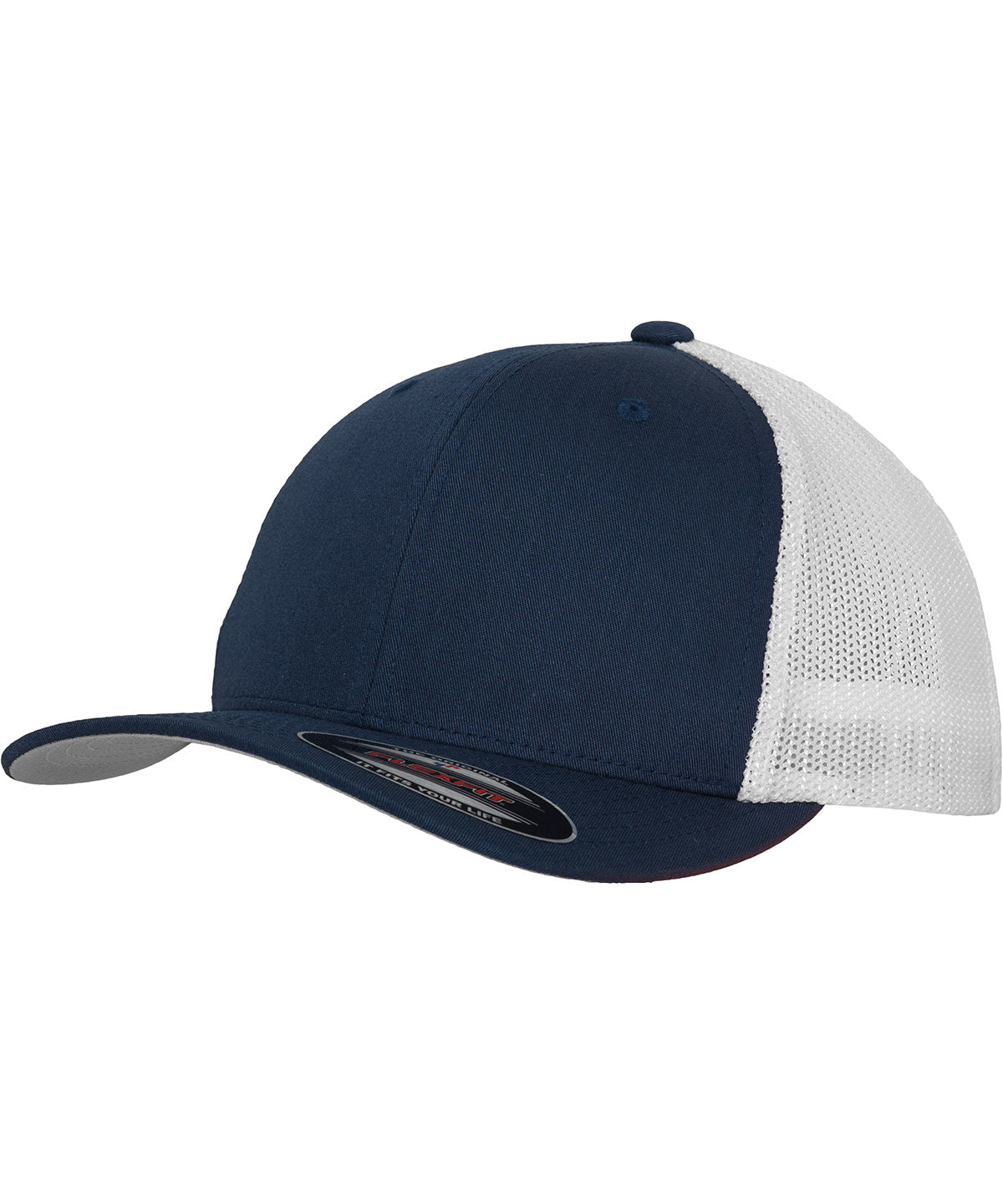 Flexfit by Yupoong Flexfit trucker mesh 2-tone in Navy/White, front view