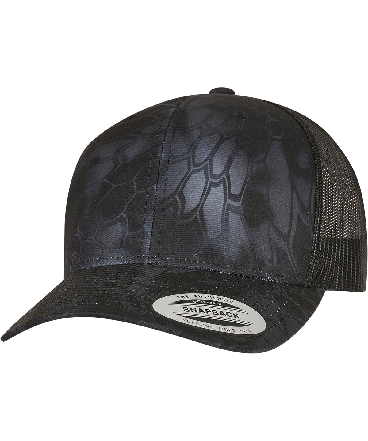 Flexfit by Yupoong YP Classics Kryptek retro trucker cap in Typhon, front view