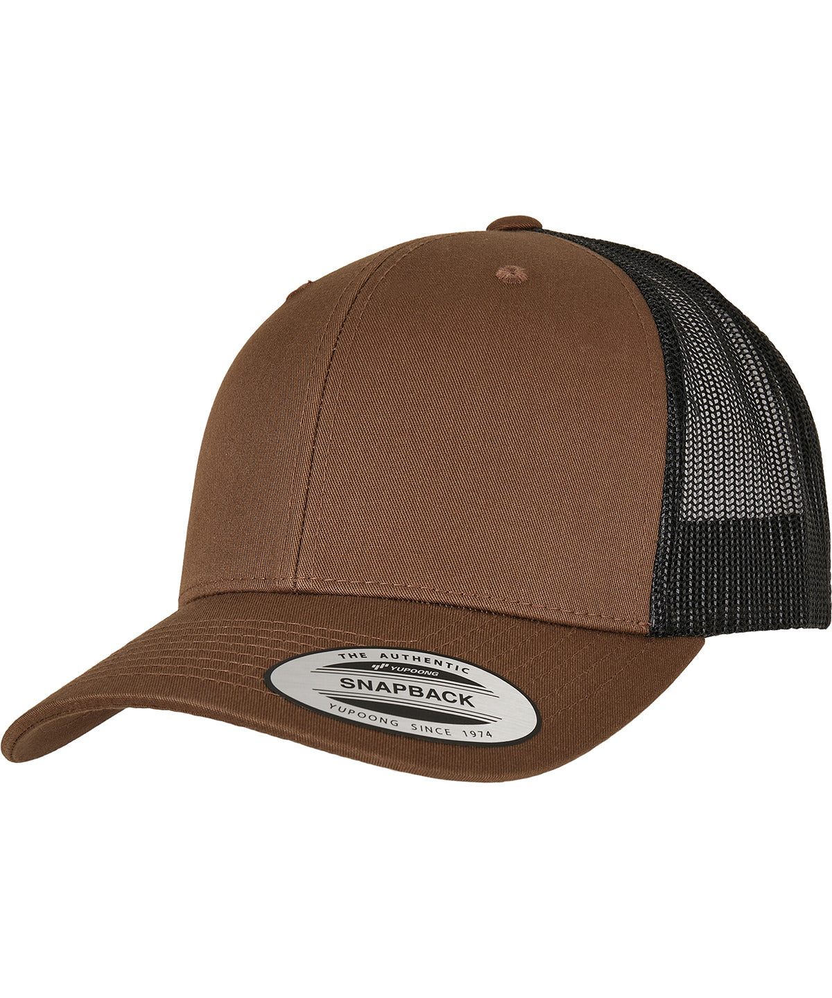 Flexfit by Yupoong Retro trucker 2-tone in Coyote Brown/Black, front view