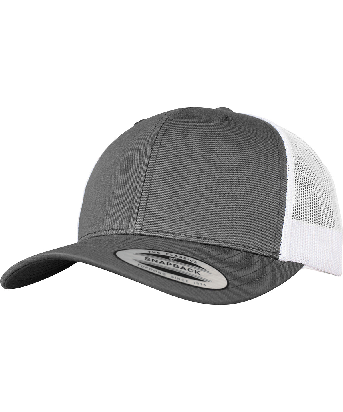 Flexfit by Yupoong Retro trucker 2-tone in Dark Grey/White, front view