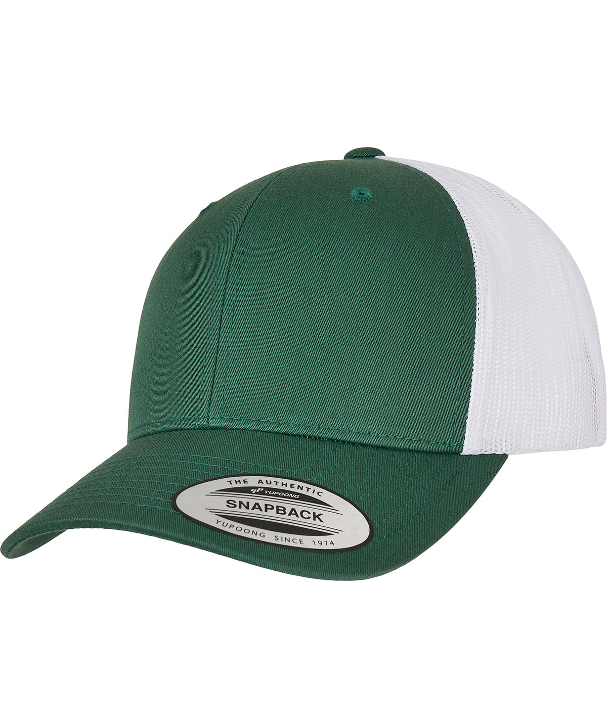 Flexfit by Yupoong Retro trucker 2-tone in Evergreen/White, front view