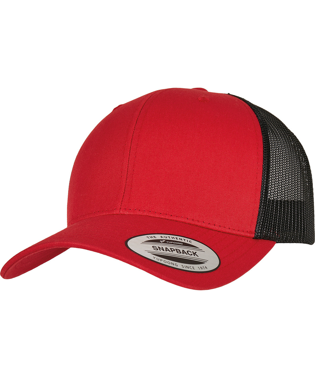 Flexfit by Yupoong Retro trucker 2-tone in Red/Black, front view