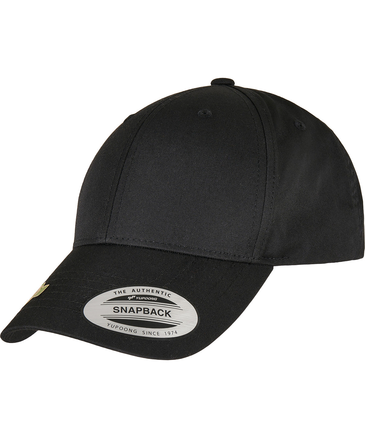 Flexfit by Yupoong Recycled poly twill snapback in Black, front view