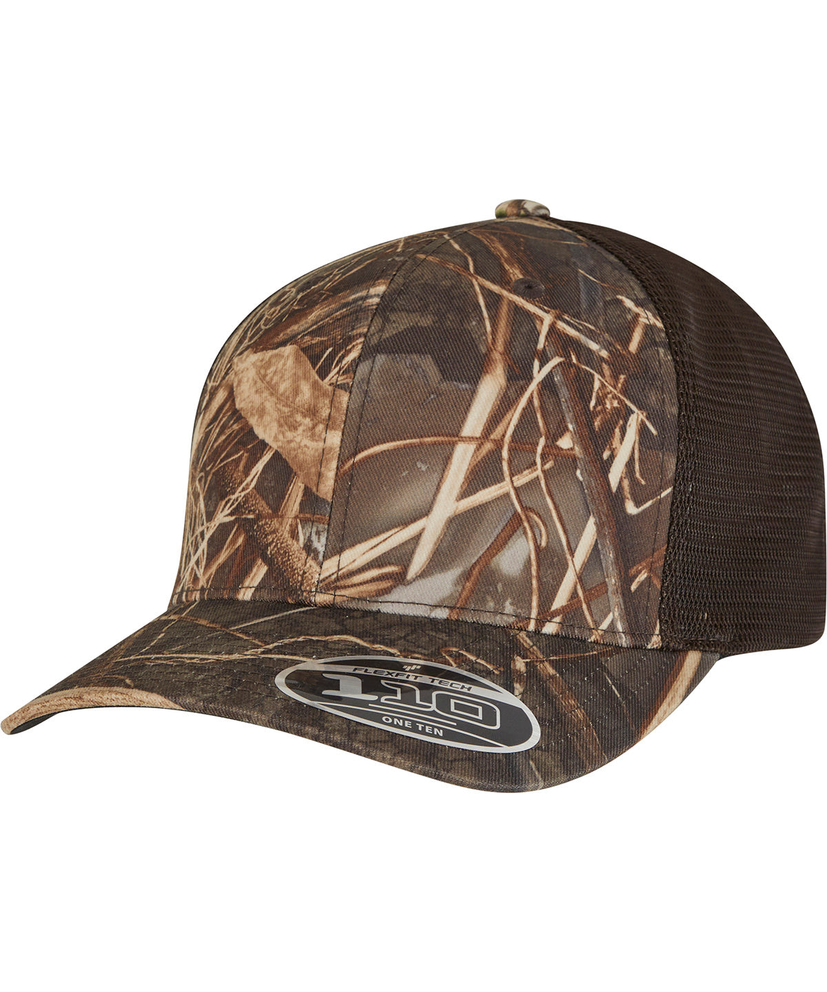 Flexfit by Yupoong Flexfit 110 mesh RealTree camo cap in Brown, front view