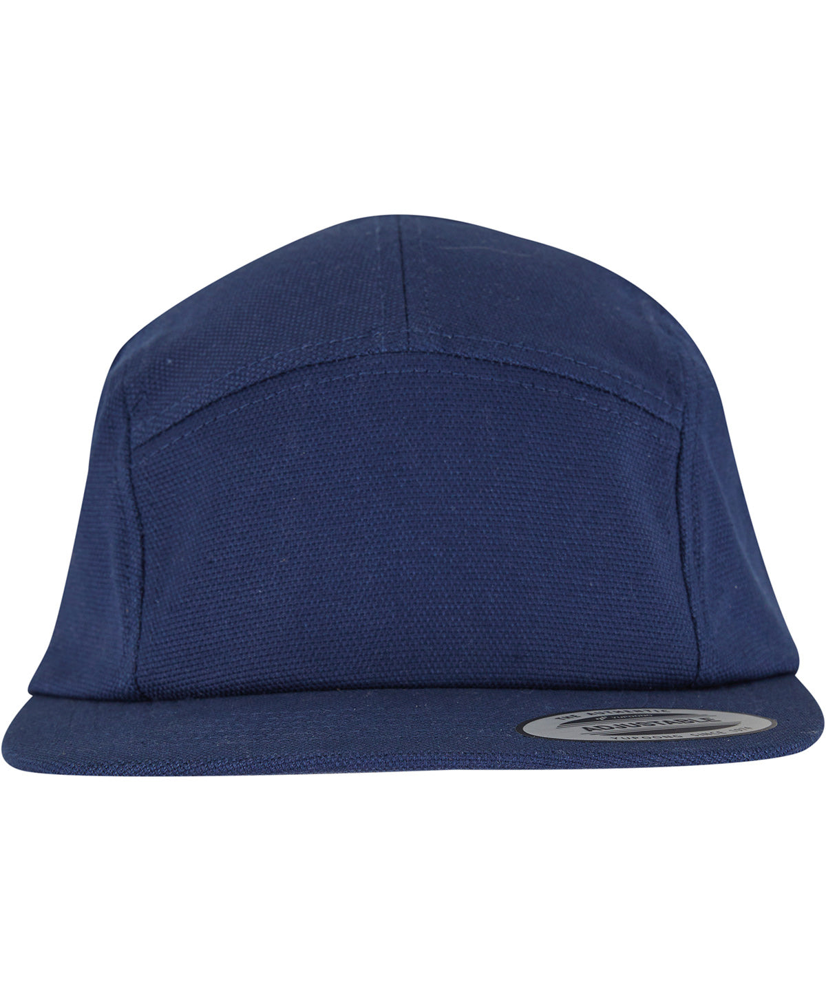 Flexfit by Yupoong Jockey canvas cap in Navy, front view