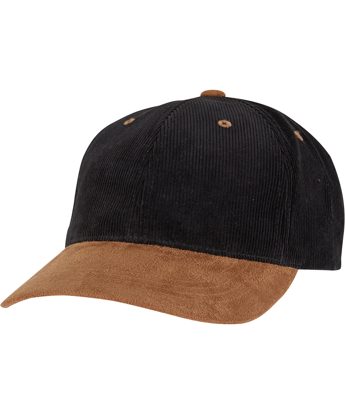 Flexfit by Yupoong Corduroy classic suede cap in Black/Caramel, lifestyle photo