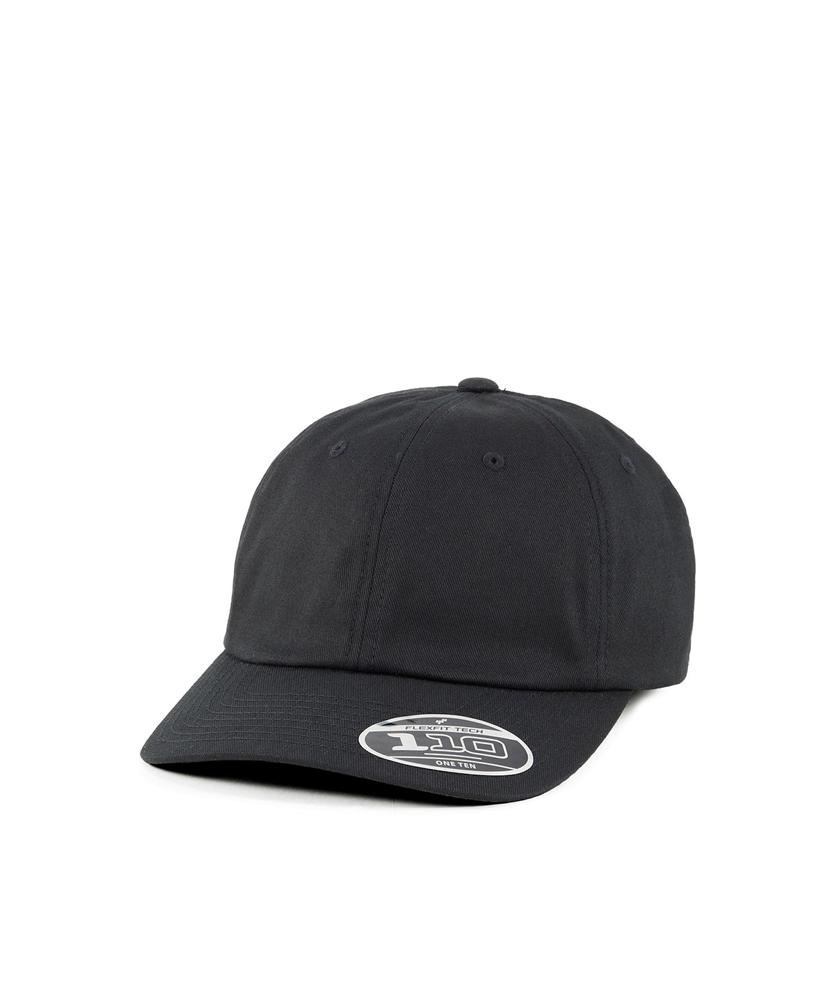Flexfit by Yupoong 110 Dad cap in Black, front view