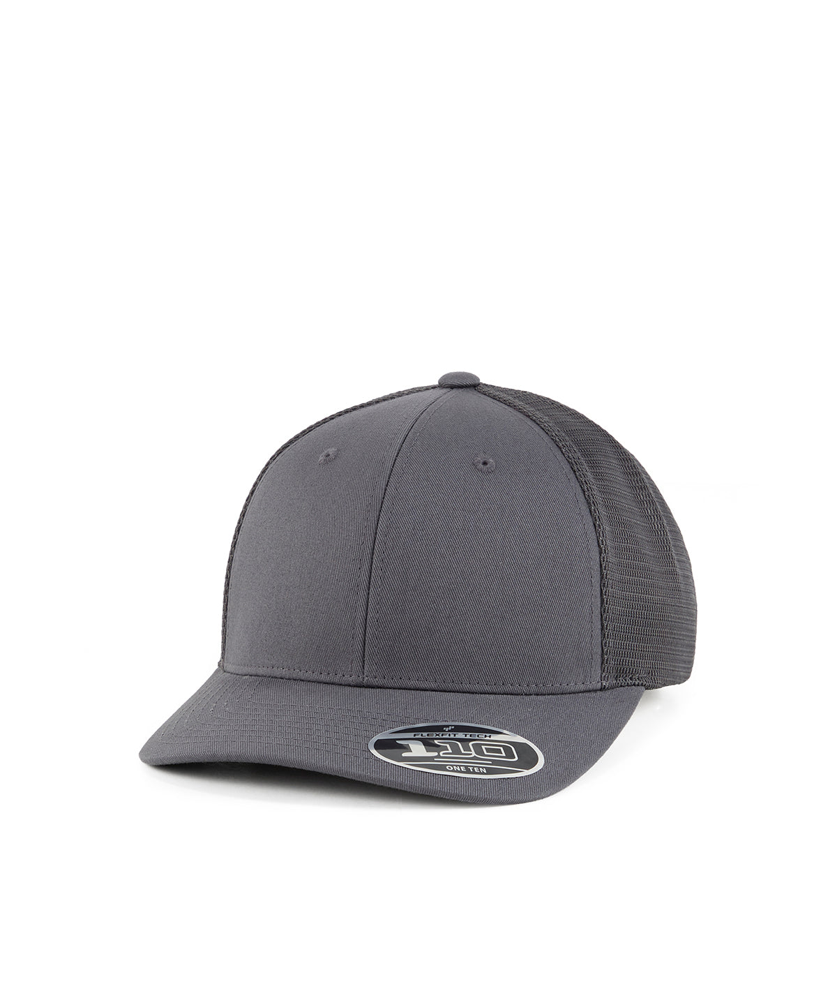 Flexfit by Yupoong 110 Dia double mesh trucker in Dark Grey, front view