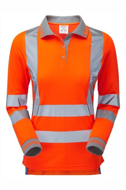 Pulsar Women's Long Sleeve Polo Shirt Orange, main product image