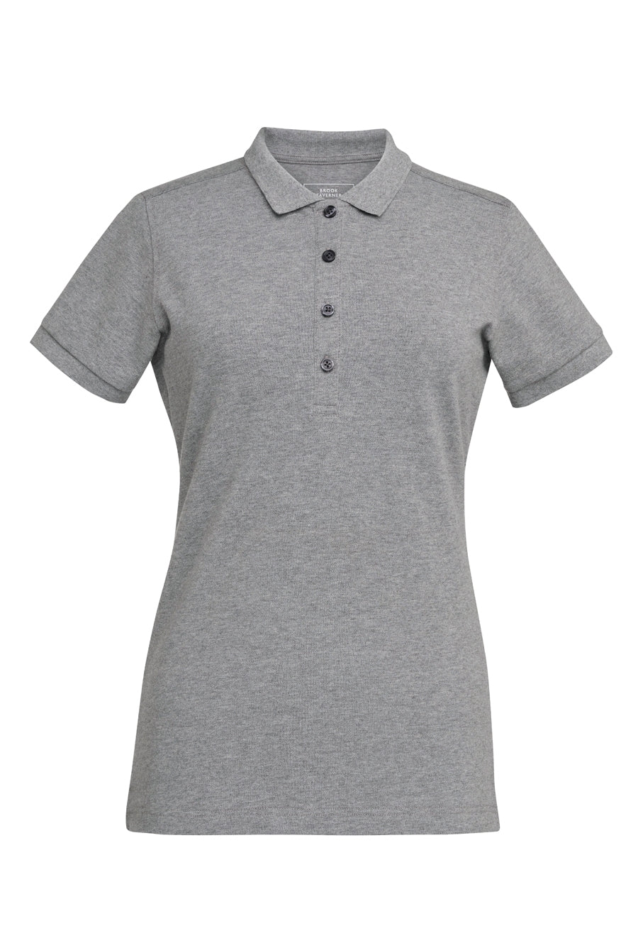 Brook Taverner Arlington Premium Cotton Polo in Grey Marl, image 3