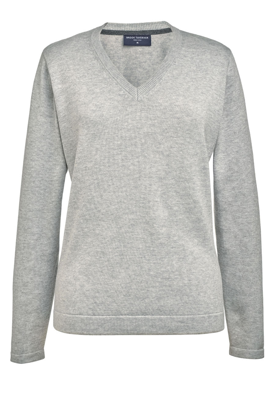 Brook Taverner Atlanta V-neck Jumper in Silver, image 5