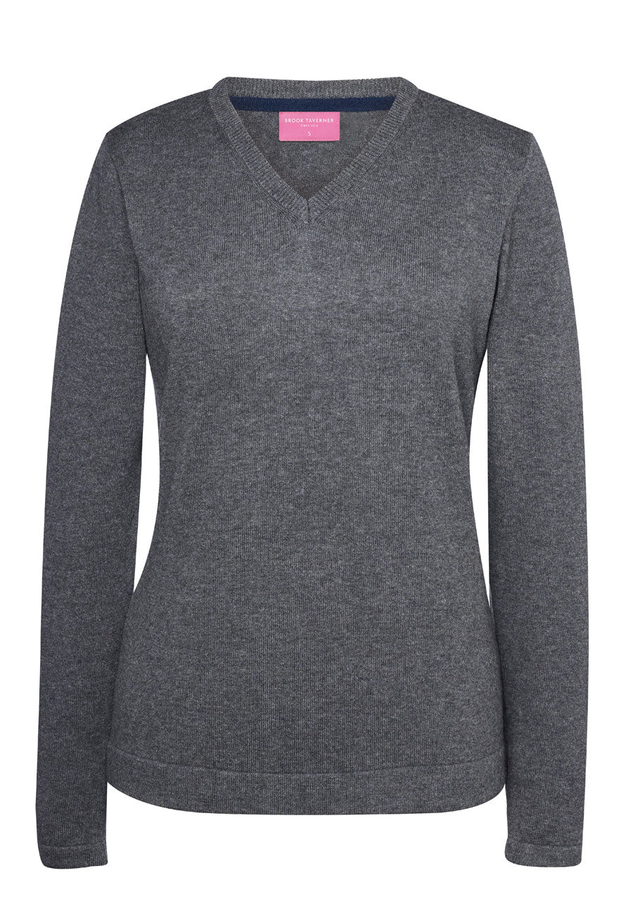 Brook Taverner Atlanta V-neck Jumper in Charcoal, image 3