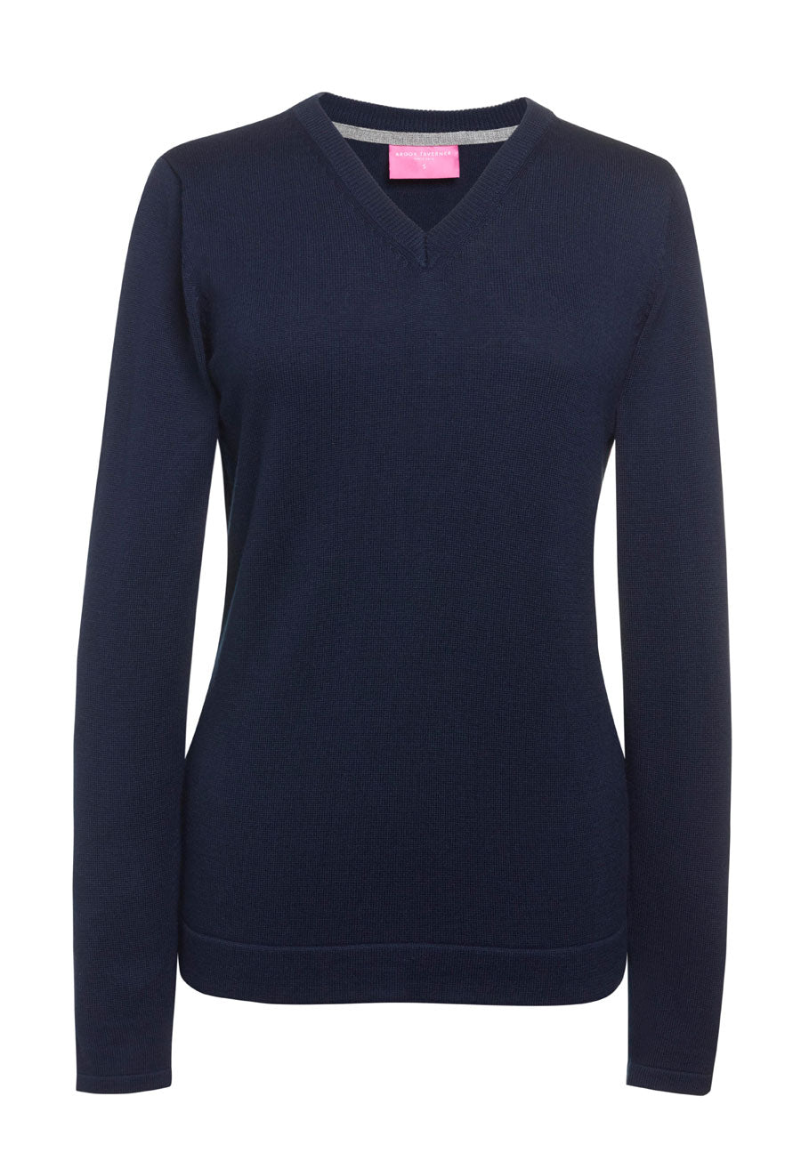 Brook Taverner Atlanta V-neck Jumper in Navy, main product image