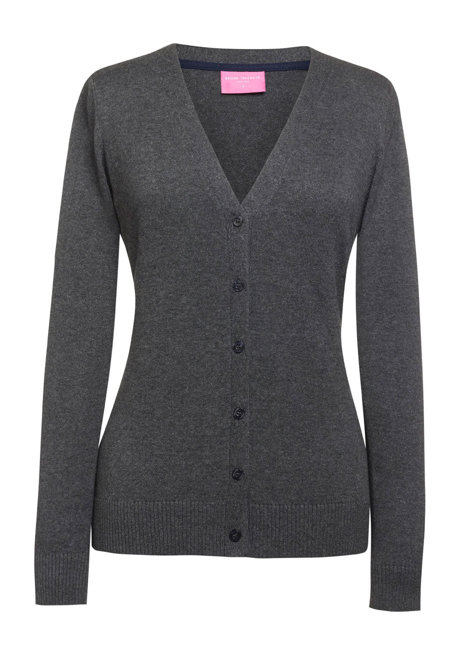 Brook Taverner Augusta V-neck Cardigan in Charcoal, image 2