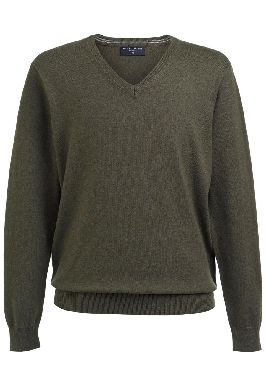 Brook Taverner Berlin V-Neck Jumper in Moss, image 7