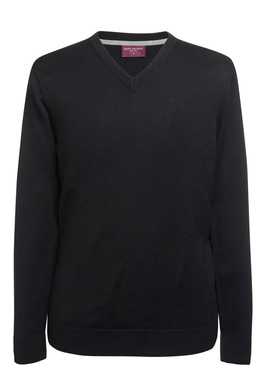 Brook Taverner Boston V-neck Jumper in Black, image 3