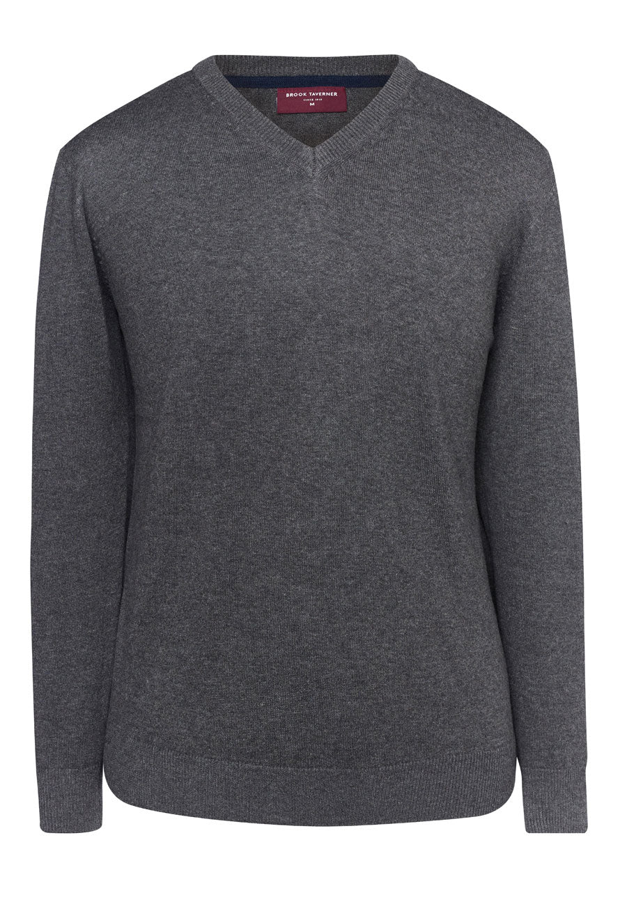 Brook Taverner Boston V-neck Jumper in Charcoal, image 2
