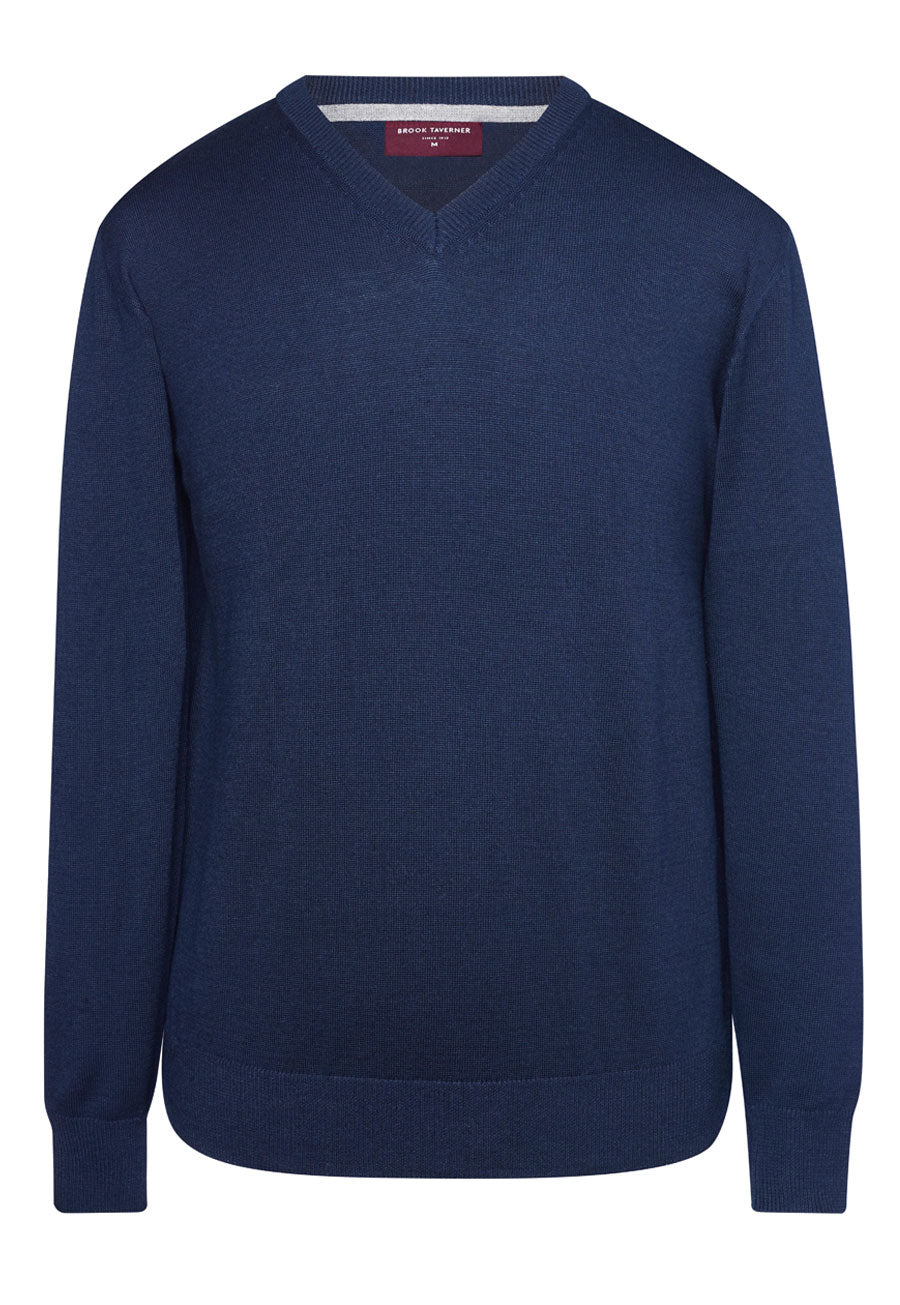 Brook Taverner Boston V-neck Jumper in Navy, main product image